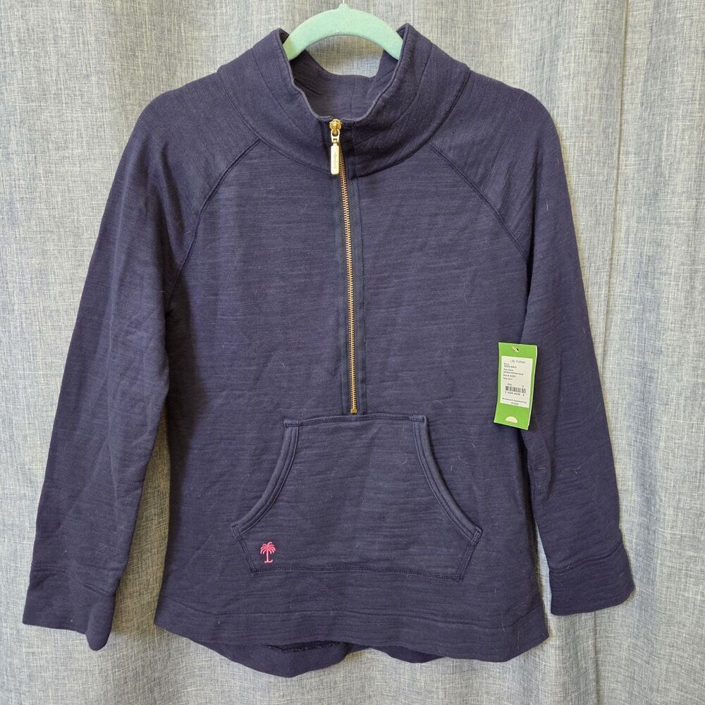 NWT Lilly Pulitzer Skipper Popover Quarter Zip Women's S Beachy Navy MSRP $118